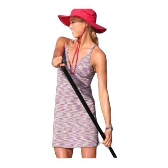 Athleta Women's Rainbow Space Dye Multi Marled Lace Up Mini Dress Size S - Picture 2 of 7